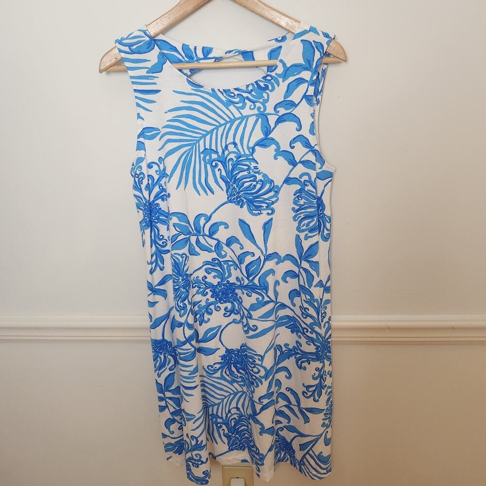Lilly Pulitzer Eliza Glisten In The Sun Dress Sz Medium Womens Blue White Preppy